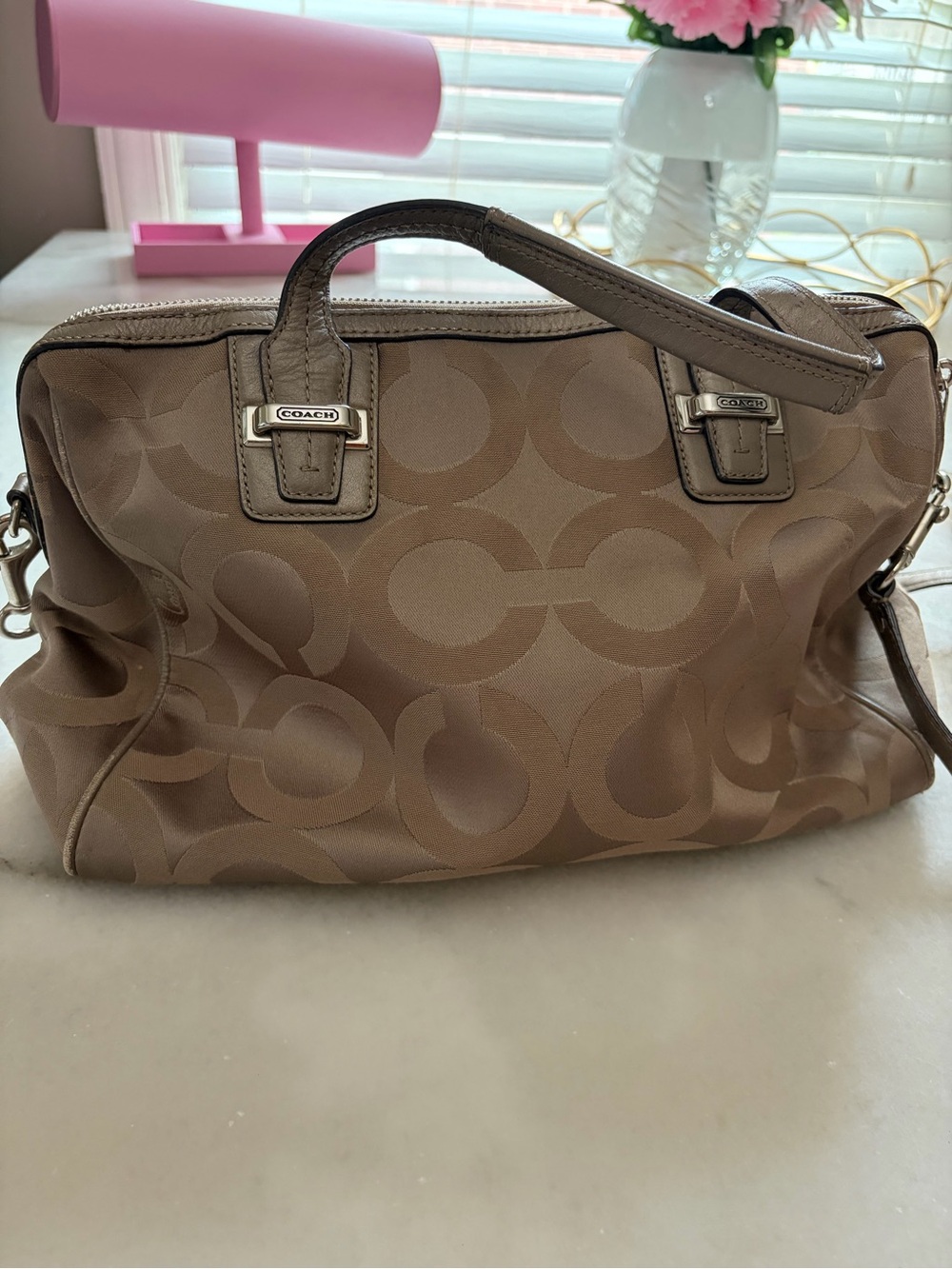 Coach Taupe Signature Satchel